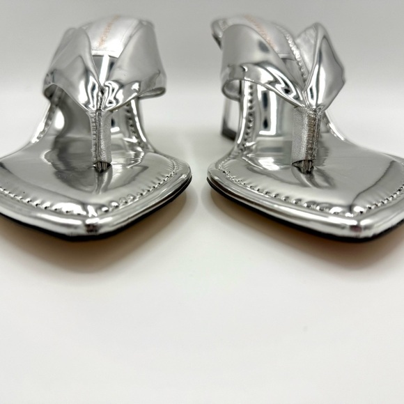 NEW Good American Clear Block Heel Thong Sandals dust bag no box Silver Sz 12 - Picture 3 of 16